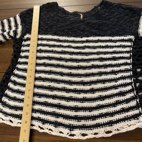 Free People Women's French Creek Sweater striped XS black cream knit - Picture 9 of 14